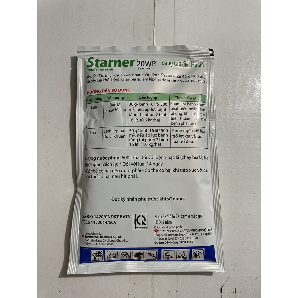 Thuốc Starner 20WP [100gr] - Mẫu Mới – Đặc trị vi khuẩn gây bệnh bạc lá lúa, lem lép hạt, thối nhũn - SUMITOMO - NHẬT