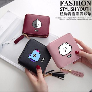 Short wallet with zipper, printed with cute BTS group mascots