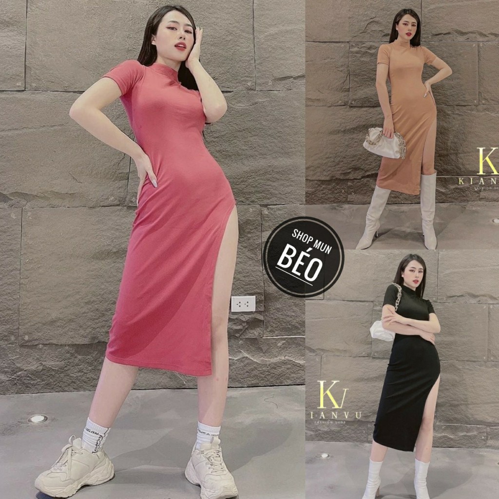 [MẪU MỚI] Đầm Body Cổ Lọ Tay Ngắn Xẻ Tà Chất Thun Borip Thích Hợp Mặc Đi Tiệc Đi Làm Đi Chơi Phù Hợp Với Mọi Phong Cách