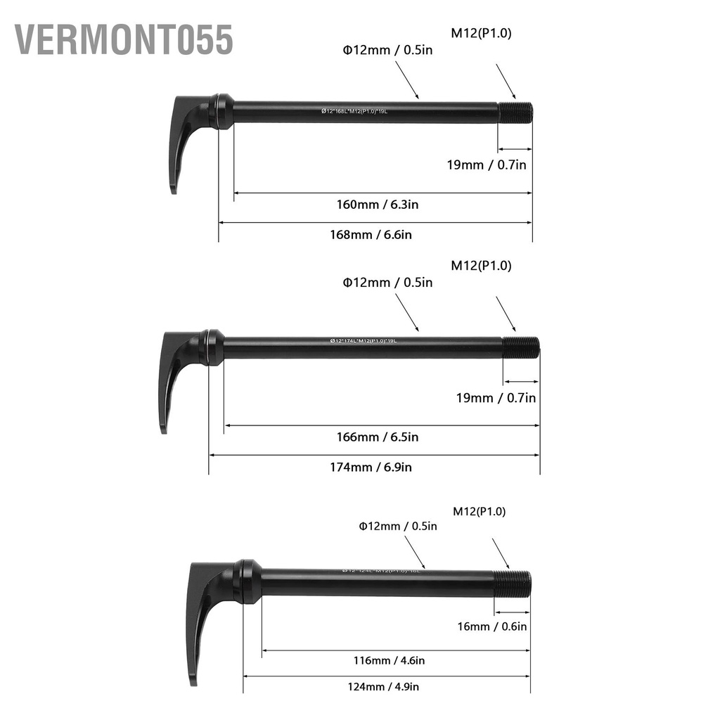 Vermont055 Phát hành nhanh Xiên xe đạp Thru Trục nhả Đòn bẩy nhôm nhẹ cho công việc sửa chữa Đường kính 12mm M12 (P1.0)