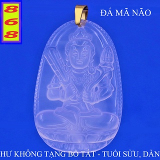 [Tuổi Sửu, Dần] Mặt Dây Chuyền Phật Hư Không Tạng Bồ Tát mã não Trắng 3.6cm - Mặt Size Nhỏ - Tặng Kèm Móc Inox
