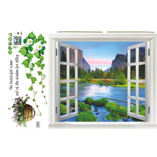 Decal trang trí cửa sổ 3D mẫu lẳng hoa trắng