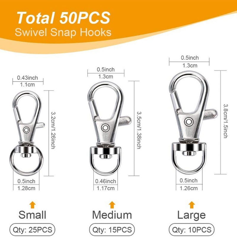 Set 100 Móc Khóa Có Vòng Xoay Nhiều Kích Cỡ S / L Làm Đồ Thủ Công DIY