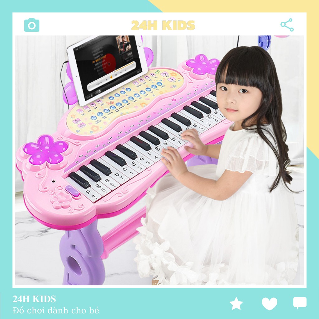 Đàn Piano cho bé đồ chơi Mini điện 12 chức năng kèm Mic thu âm bản Demo DC86