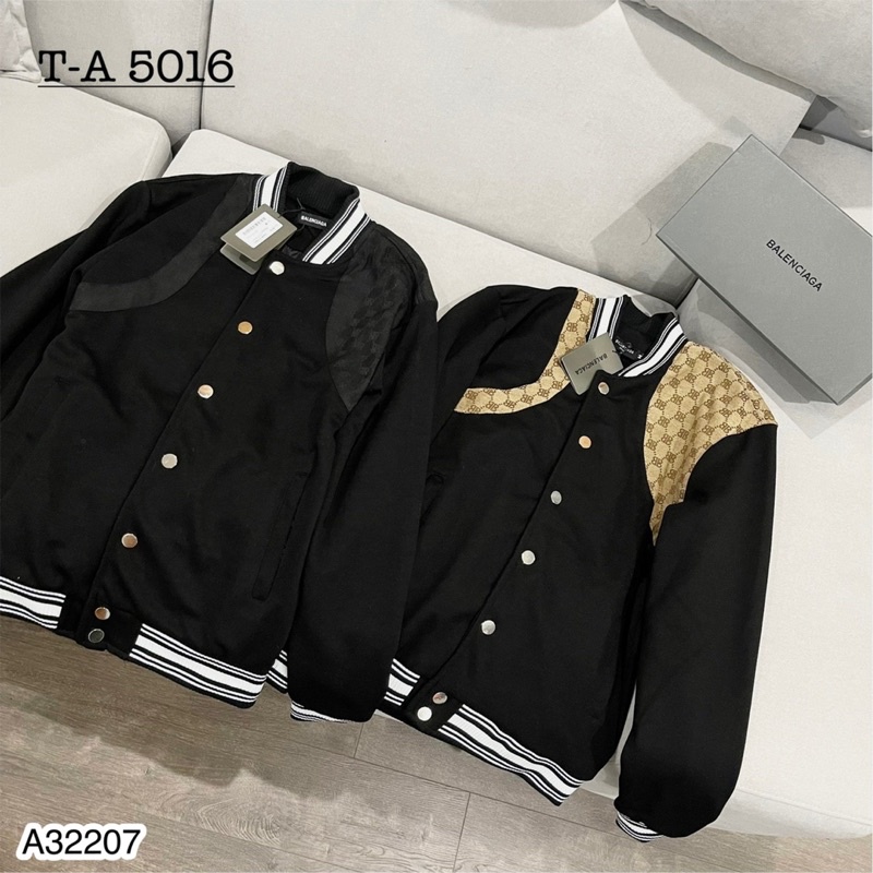 Áo khoác bomber nam Dio.r Bale.n thêu logo kiểu dáng McQueen cao chất - Áo khoác nỉ khuy cúc bấm dài tay