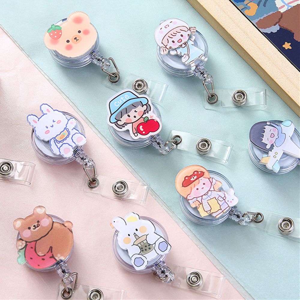 Kẹp gắn bao đựng thẻ ID co dãn thiết kế họa tiết dễ thương