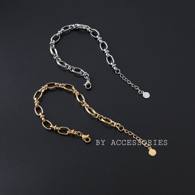 Lắc tay titan xích bầu phối khoen tròn không gỉ