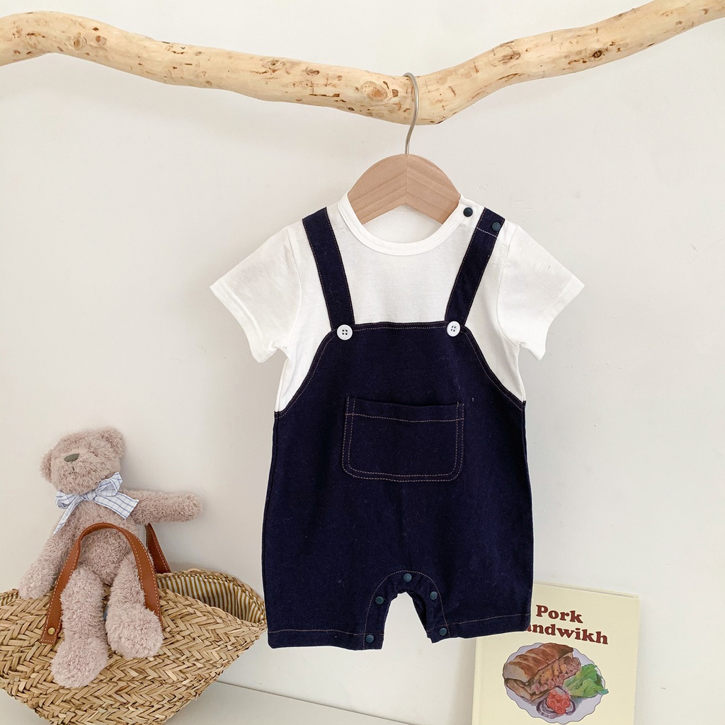 Bộ áo liền quần cotton tay ngắn đáng yêu thời trang dành cho trẻ em
