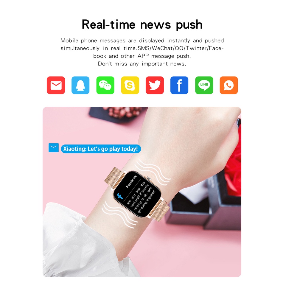 Đồng hồ thông minh nam nữ chống nước 1,69 "màn hình màu full touch sports fitness tracker smartwatch cho android & ios