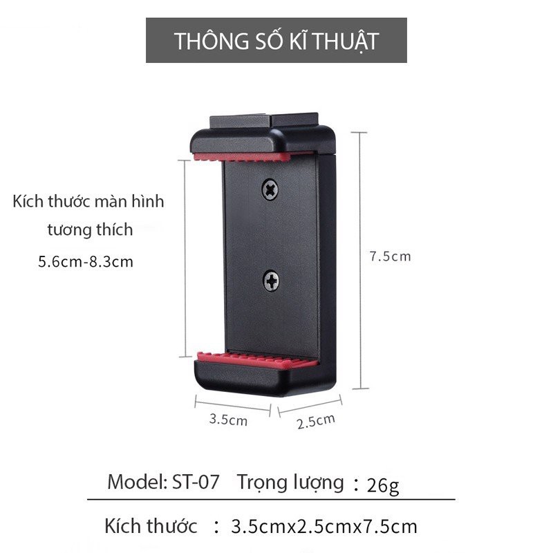 Gá Kẹp Điện Thoại Nhựa ABS Siêu Bền, Gắn Được Phụ Kiện Như Micro, Đèn Led Ulanzi ST-07 / ST-19- Hàng Chính Hãng