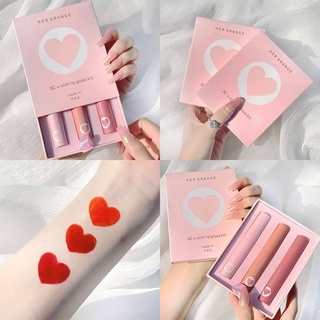 HOT TAOBAO Set Son Kem Lì 3 Cây HER ORANGE Trái Tim Hồng Bộ Son 3 Cây Trái Tim Hồng HERORANGE Không Dính Cốc Lâu Phai