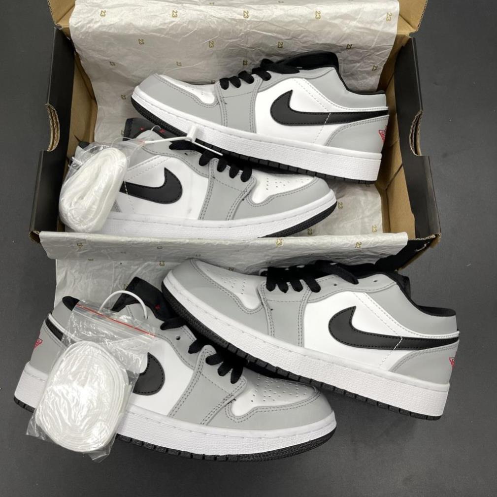 BIG SALE Giày Sneaker Jordan Xám Logo Đỏ Low Giày Thể Thao Nam Nữ Thấp Cổ Full Phụ Kiện