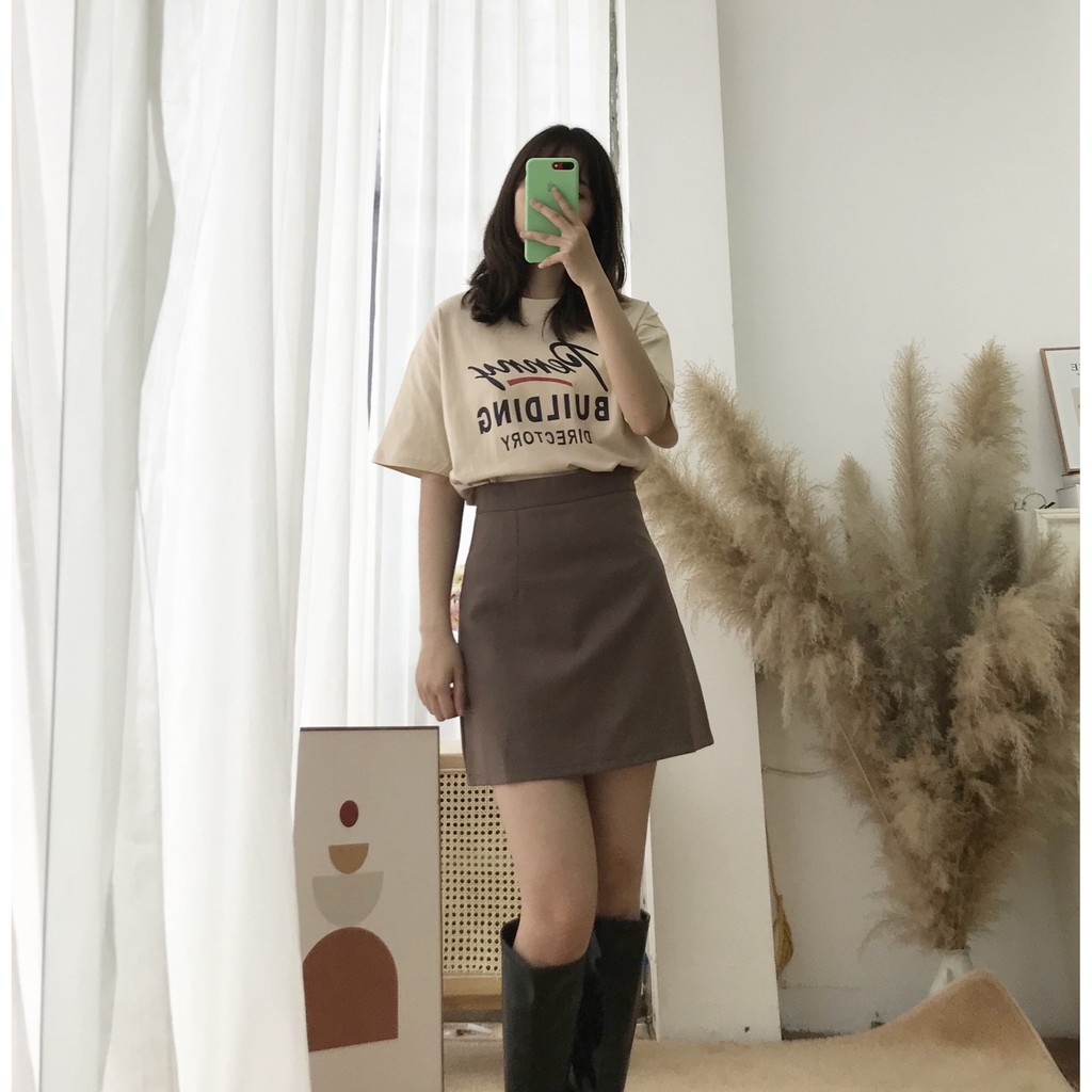 [Ảnh thật] Chân váy trơn dáng chữ A phong cách hàn quốc dành cho nữ