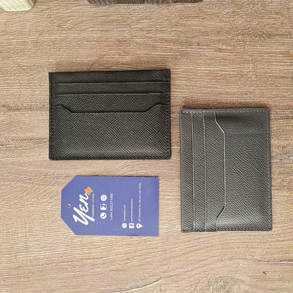 Ví thẻ đôi ngăn đối xứng da thật may thủ công Yen Handmade Leather