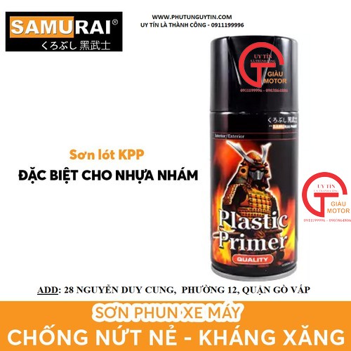 LÓT NHỰA NHÁM KPP Chai sơn xịt Samurai KPP _ Chất xử lý lót nhựa nhám, mủ đen - Plastic Primer - shop uy tín