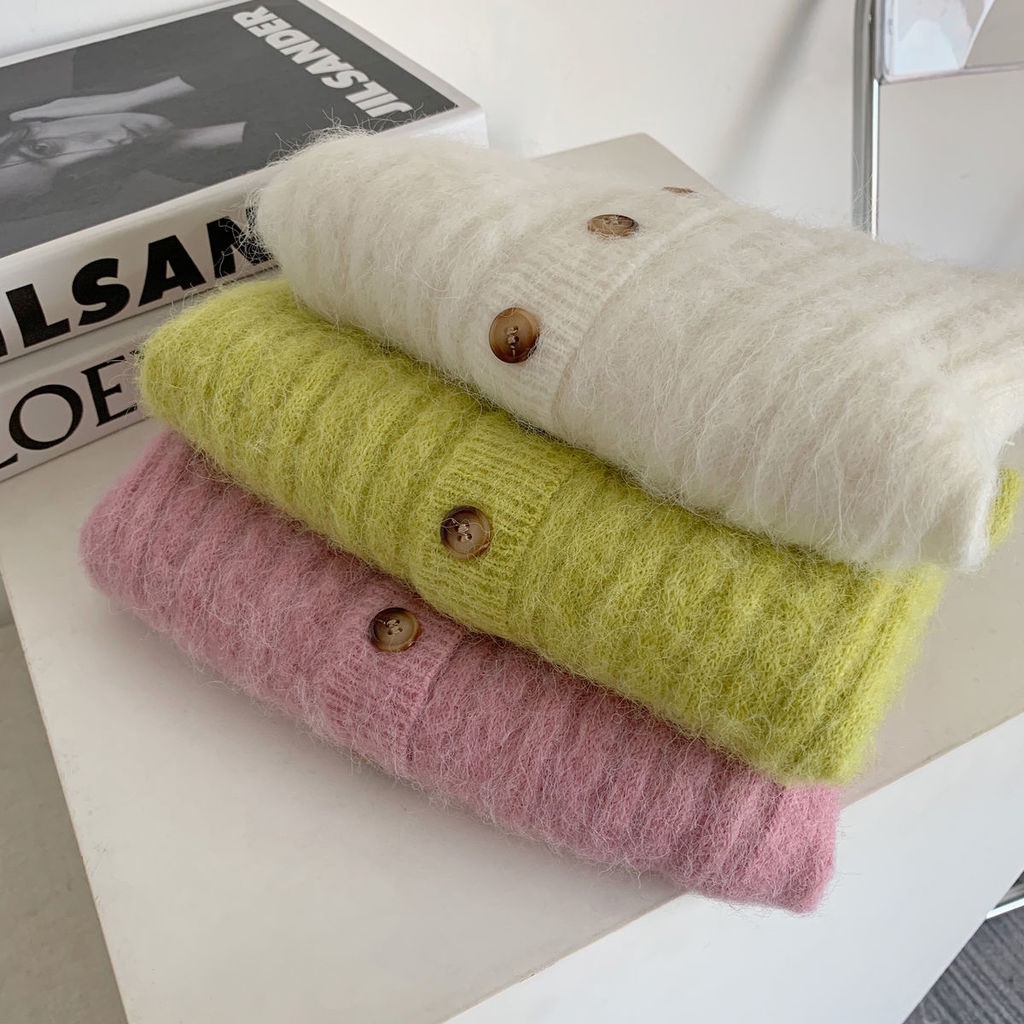 Áo cardigan Dệt Kim Tay Ngắn Mềm Mại Phong Cách Hàn Quốc Dành Cho Nữ