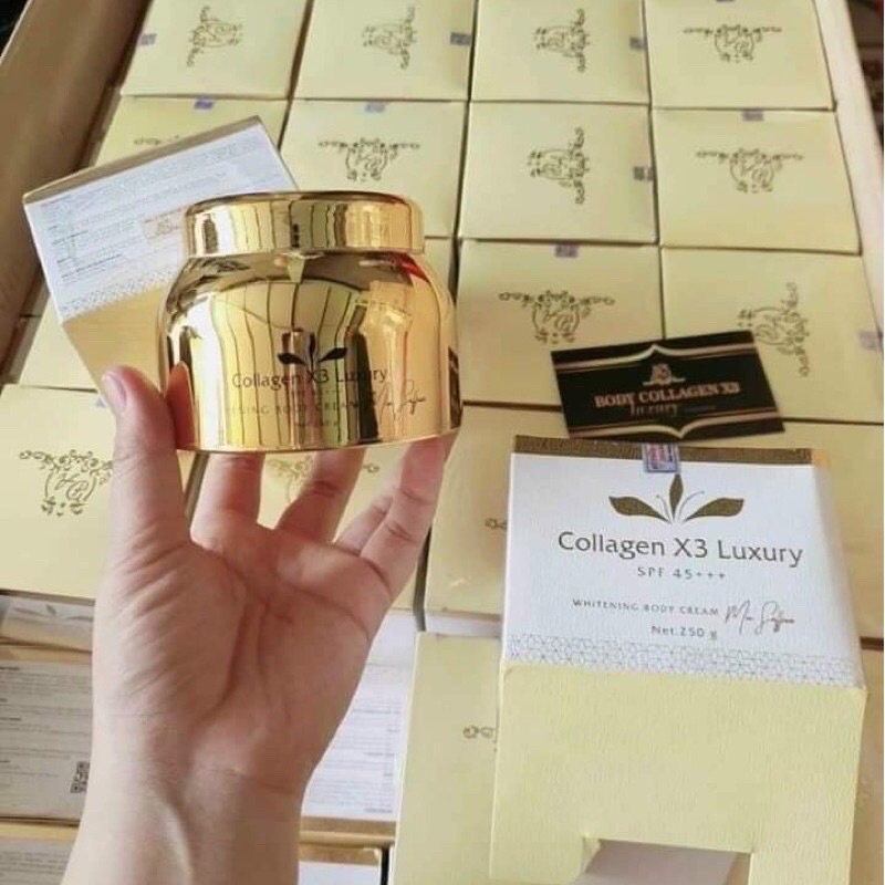 Kem Body Collagen X3 Luxury Giúp Da Trắng Sáng Bật Tone Mịn Màng 250gr