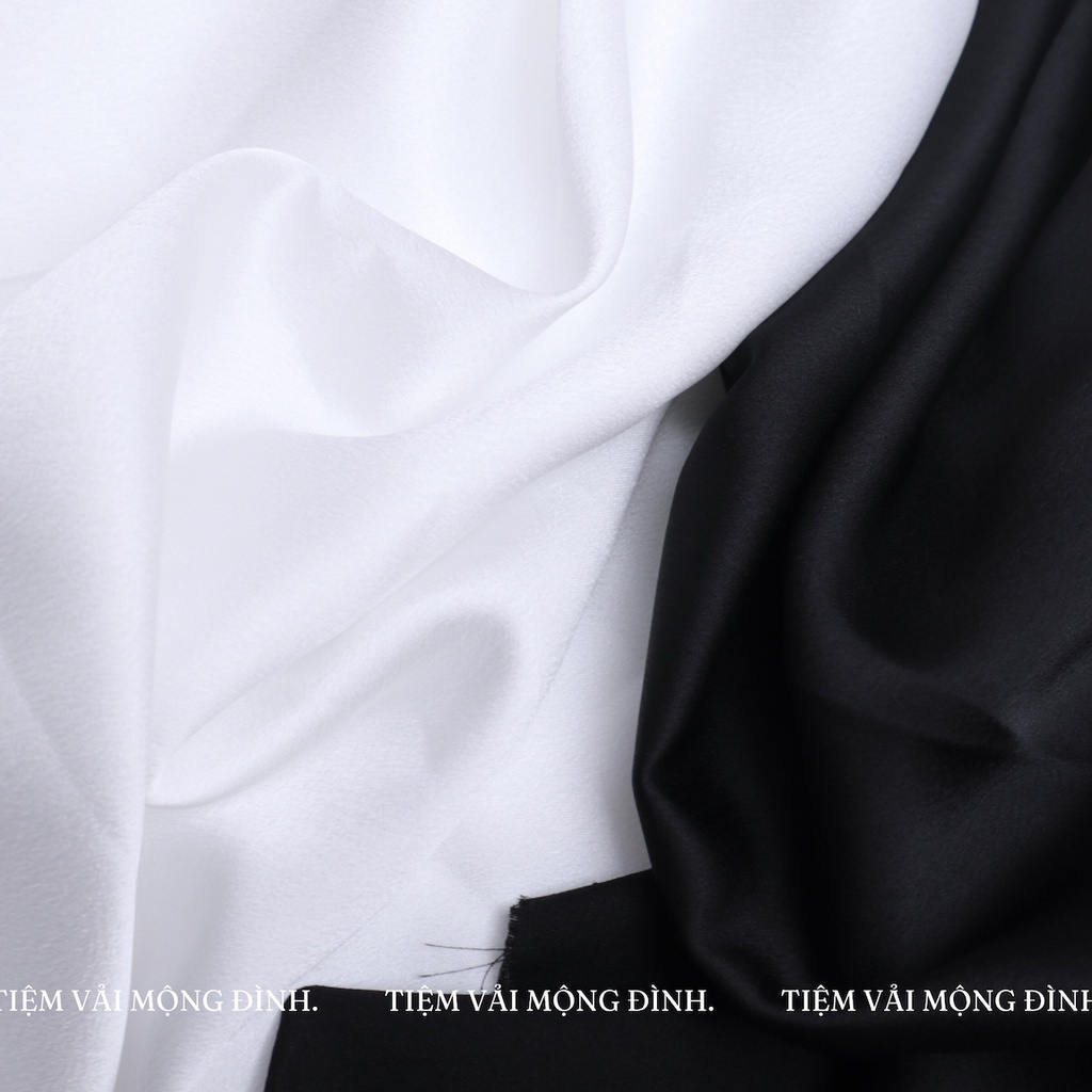 Vải Satin Trắng Gạo & Đen Mềm Mịn Óng Ánh Cao Cấp