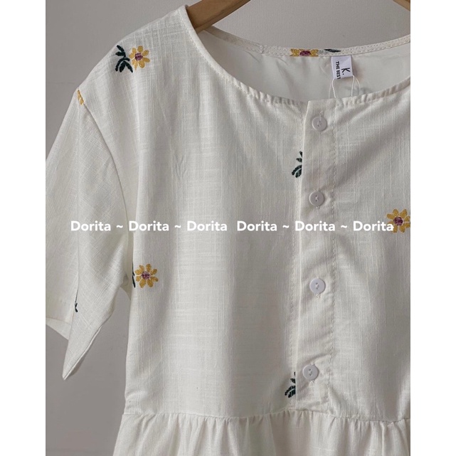 [Ảnh thật/Video] Váy babydoll hoa nhí vintage 2 lớp Dorita, Đầm babydoll hoa nhí cúc ngực - Dorita Boutique