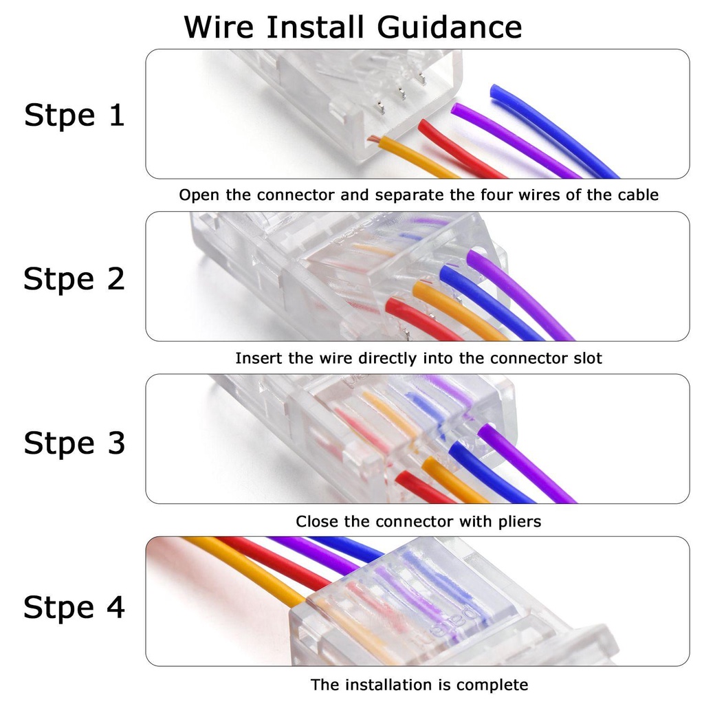Bộ 10 Đầu Nối Trong Suốt Cho Dây Đèn LED RGB