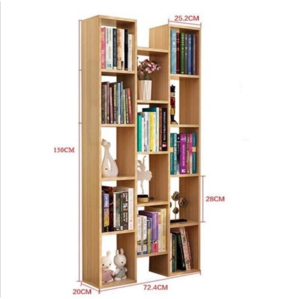 Kệ gỗ chữ H. Kệ sách nội thất hiện đại. C150 x R72 x S20cm. Gỗ MDF melatium cao cấp. Khoan sẵn lỗ, lắp ráp dễ dàng