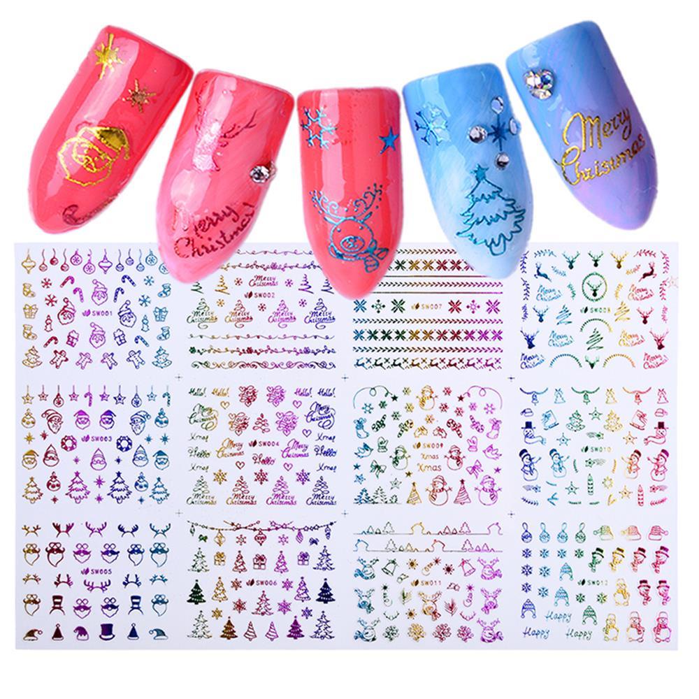 ESPO Set 12 Miếng Dán Trang Trí Móng Tay Họa Tiết Hoạt Hình Dễ Thương