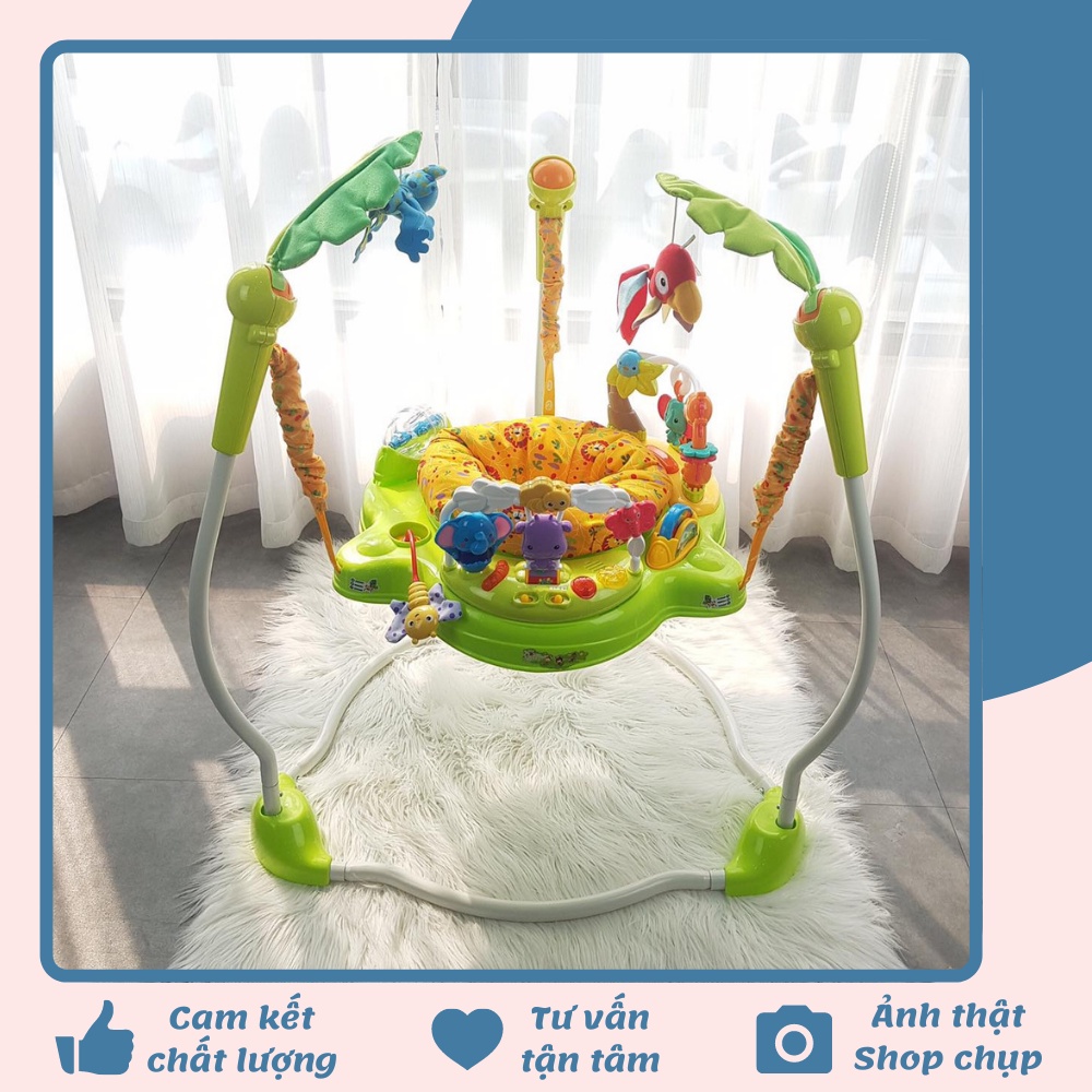 FREE SHIP !!! Ghế nhún tập đứng có đèn nhạc iBaby màu xanh lá