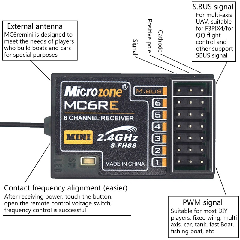 Thiết Bị Nhận Tín Hiệu zzz MC6RE Cho MC6C Radio Trực Thăng Điều Khiển Từ Xa