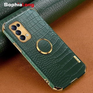 Ốp điện thoại da có vòng đỡ từ tính cho Oppo Reno 4 5 Pro 4g