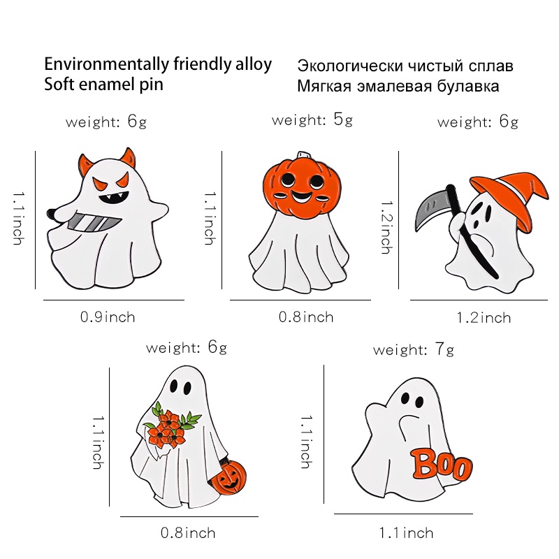 Ghim cài áo Qihe Jewelry hình bí ngô phong cách halloween