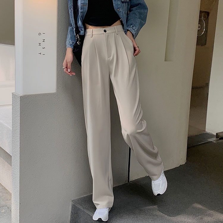 Quần dài ống rộng lưng cao thời trang Hàn Quốc