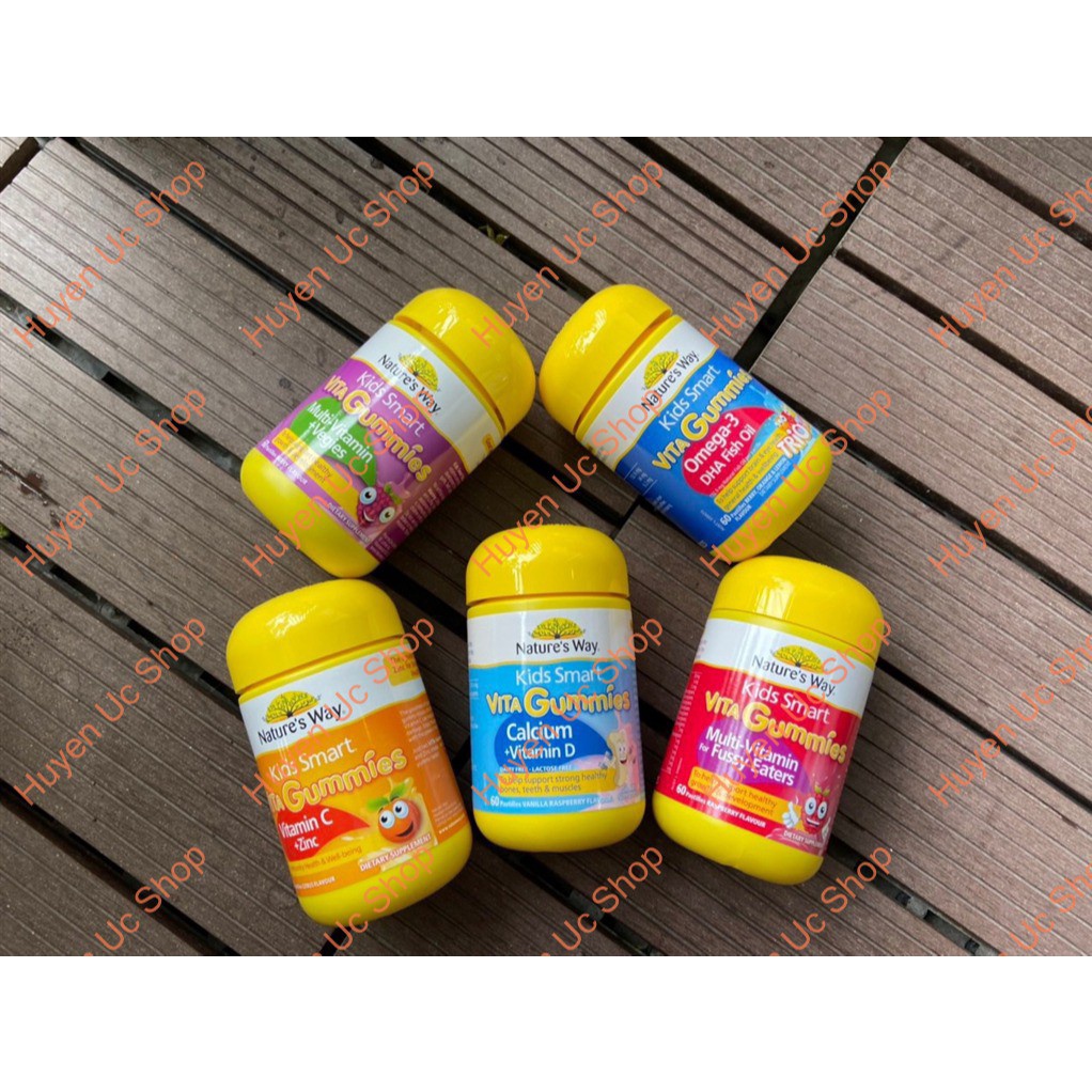 Kẹo dẻo Vita Gummies Nature's Way bổ sung vitamin, Calcium, Fussy Eaters, Eye Defence, Vitamin C + ZinC +D3