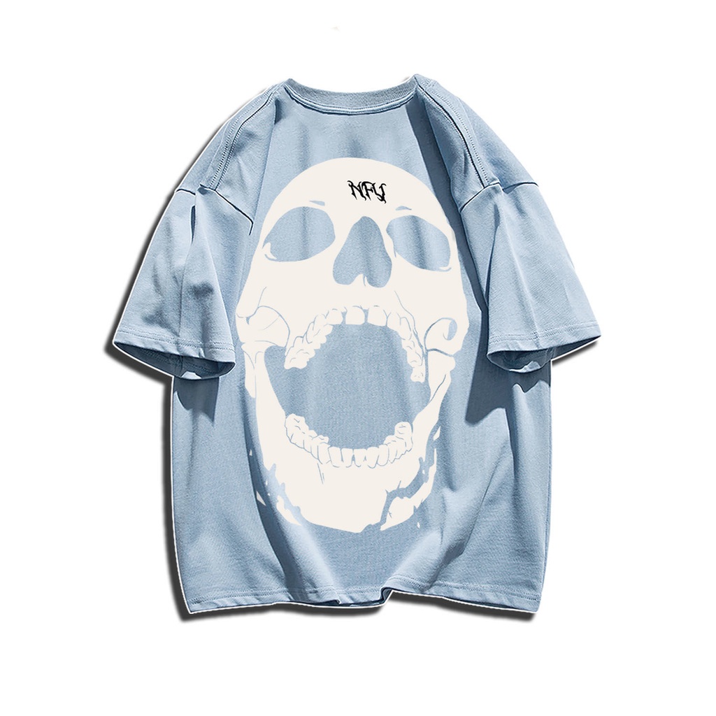 Áo Thun Cotton Tay Ngắn In Hình Đầu Lâu Màu Tối Phong Cách Hip Hop Thời Trang Mùa Hè Mới Cho Nam Và Nữ