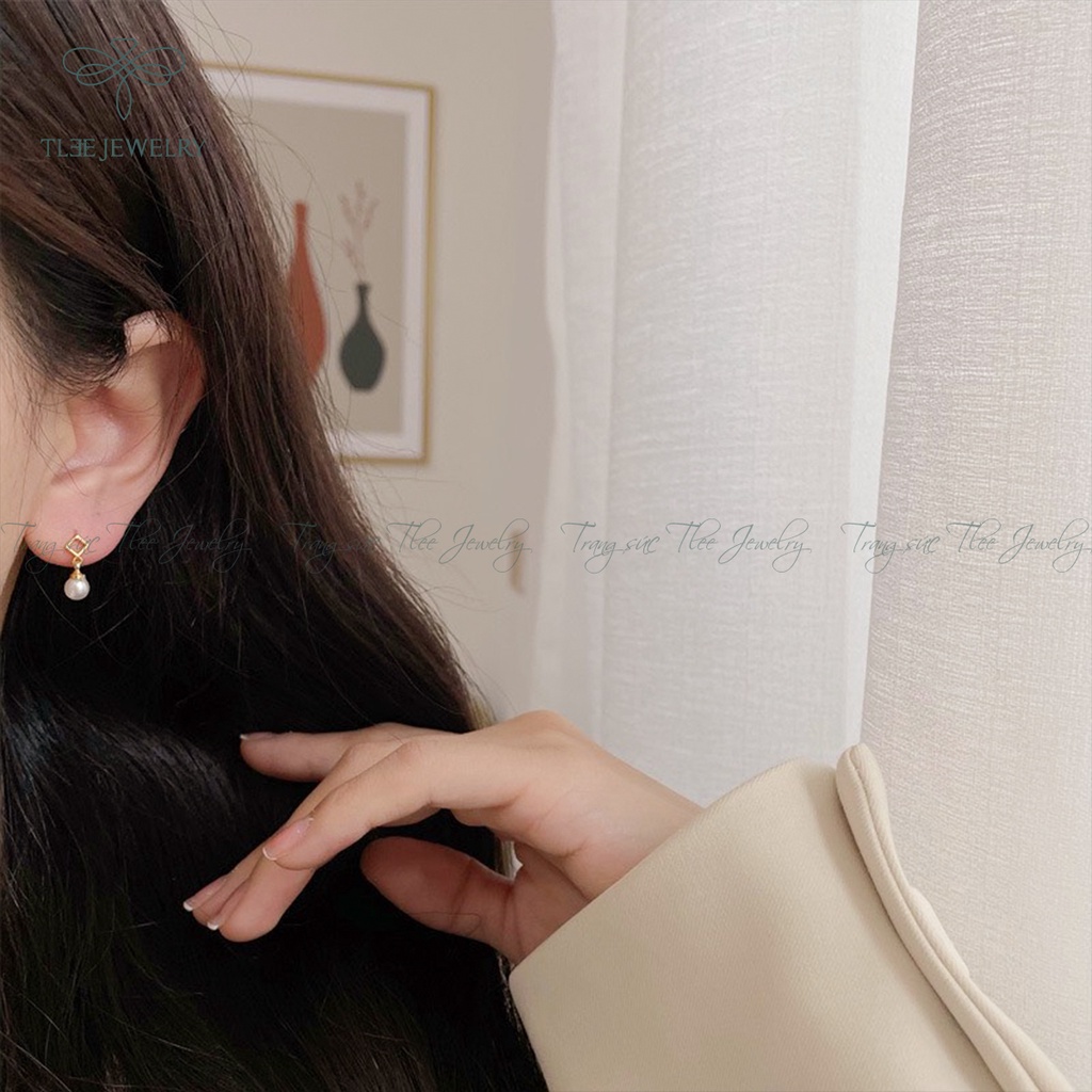 Khuyên tai bạc nữ TLEE Lily gắn trai nhân tạo sang trọng NCJ B0107