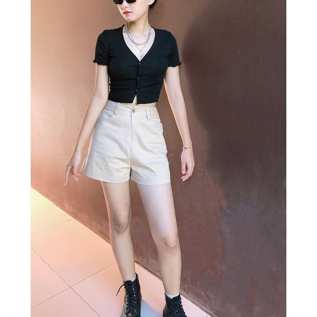 Quần đũi cạp cao chất kaki nude, co giãn - ảnh thật mẫu Shop chụp | BigBuy360 - bigbuy360.vn