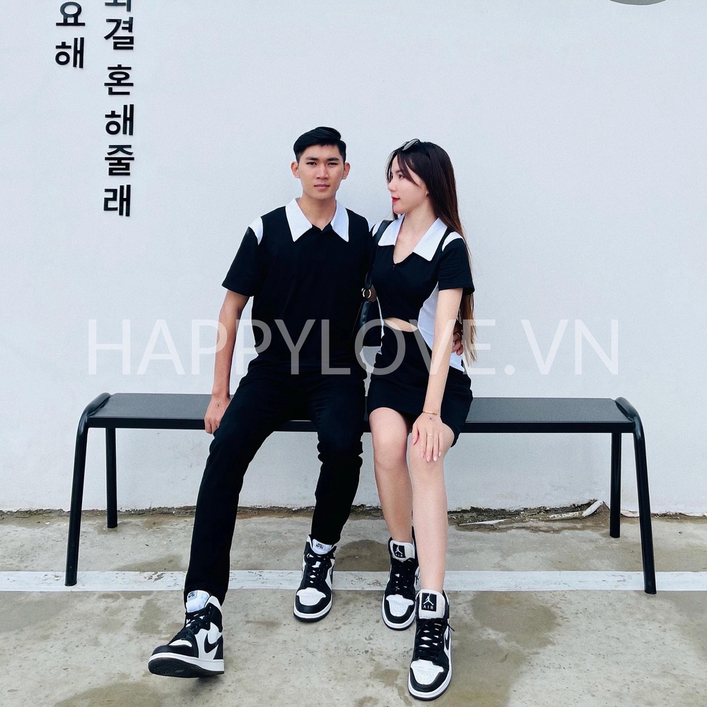 Đồ đôi nam nữ set Couple Áo nam Váy nữ màu đen phong cách hàn quốc hàng Quảng Châu cao cấp HAPPYLOVE H20