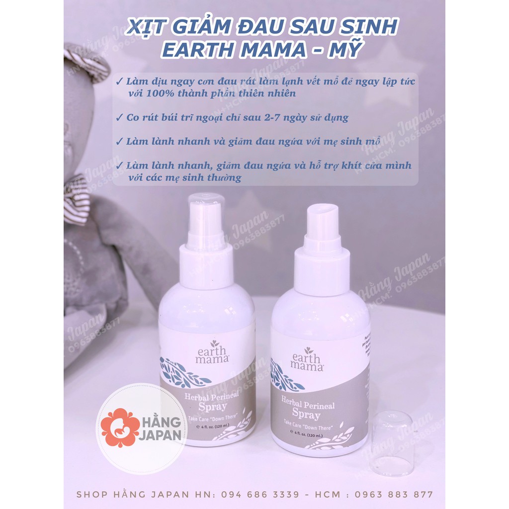 Xịt giảm đau vết khâu tầng sinh môn Earth Mama