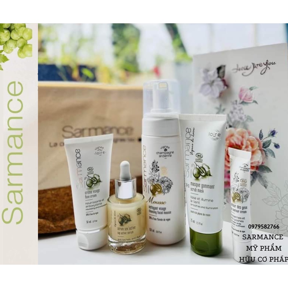 Sarmance mỹ phẩm hữu cơ từ Pháp - serum dưỡng da, sữa rửa mặt, tẩy tế bào chết, dưỡng mắt, mặt nạ 2 trong 1...