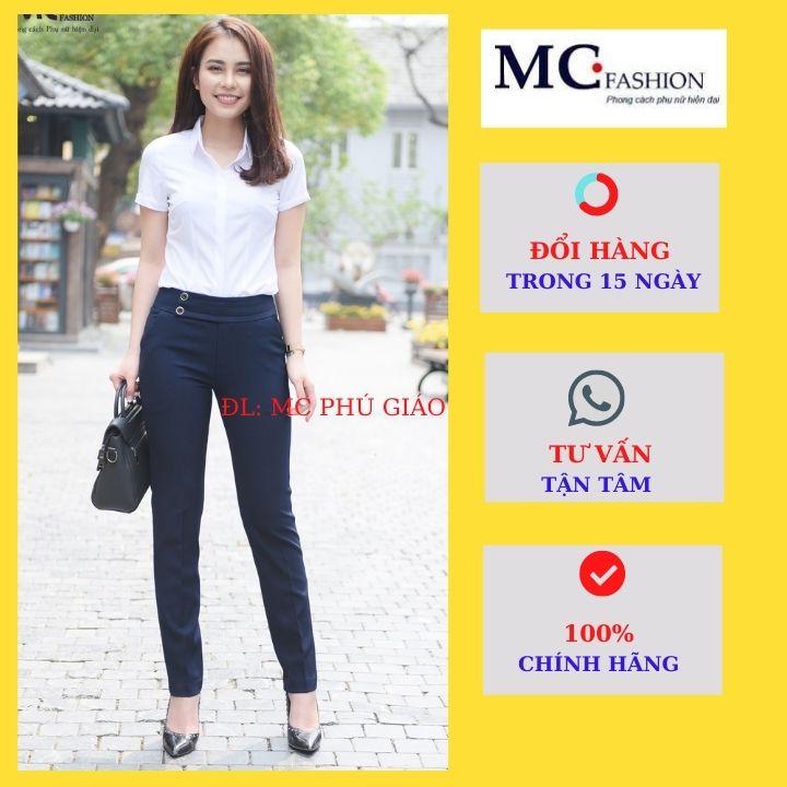 Quần Âu Nữ Công Sở Mc Fashion Ống Đứng Lưng Cao Không Nhăn Không Xù Có 2 Màu  Q0285