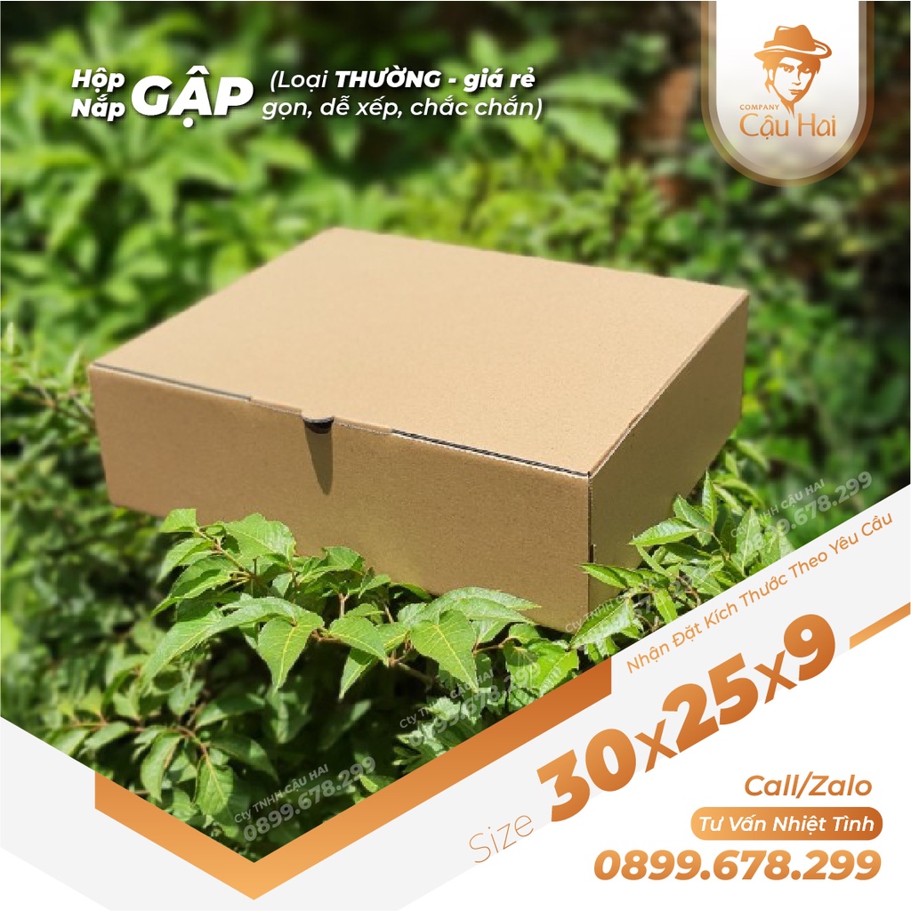 Set 50 Hộp carton nắp GẬP 30x25x10