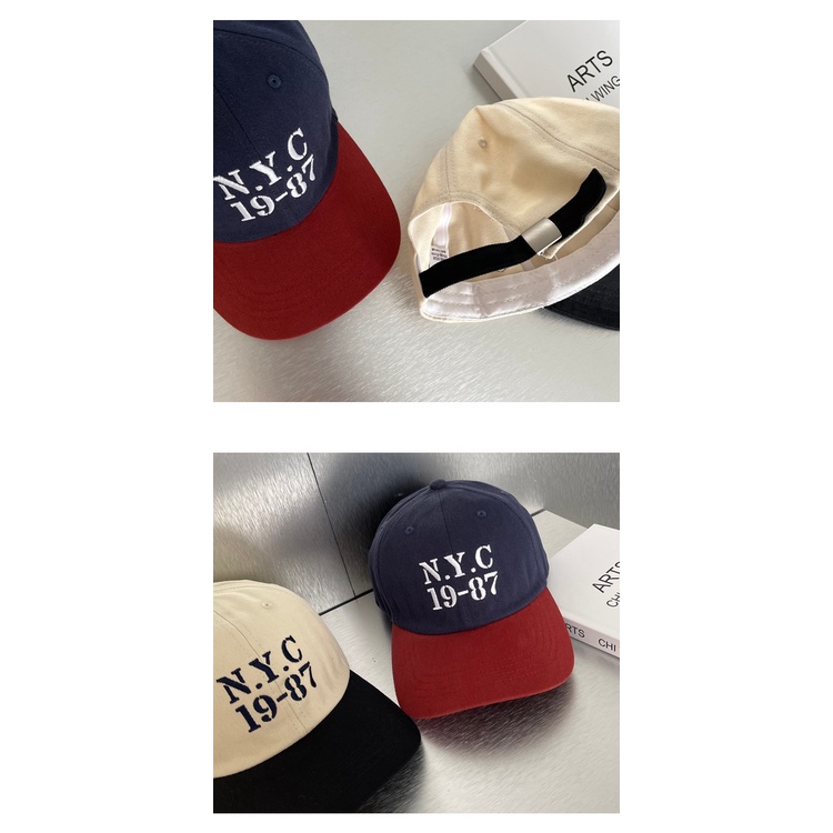 Nón Lưỡi Trai Chống Nắng Thêu Chữ Vành Rộng Màu Sắc Tương Phản Phong Cách Hàn Quốc Dành Cho Nữ