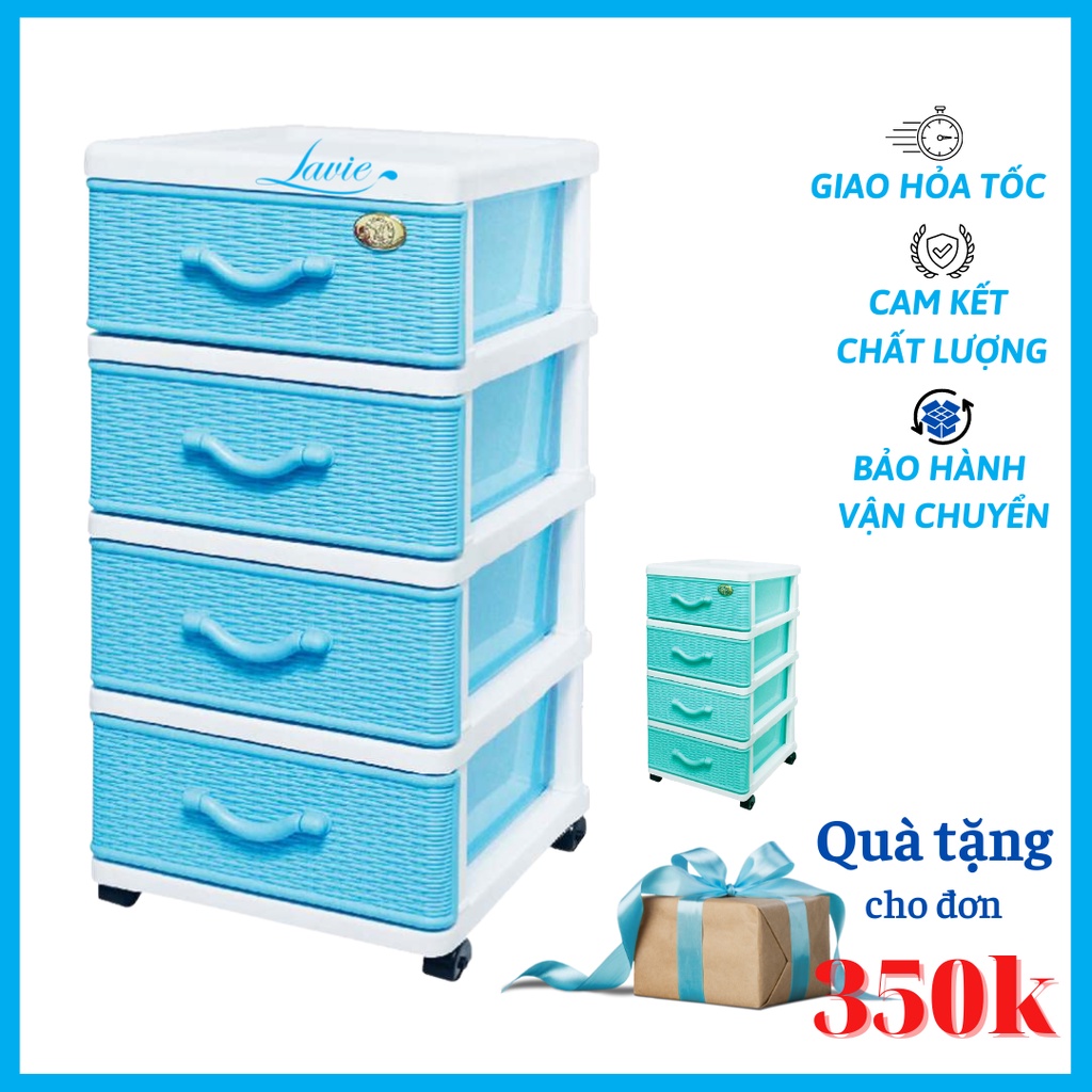 Tủ đan 4 ngăn kéo tiện lợi đựng vật dụng, đồ cho bé đa năng tiết kiệm không gian nhỏ gọi dễ lắp đặt Đại Đồng Tiến