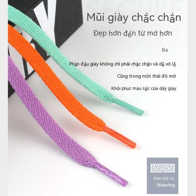 1 Cặp ✨Cod✨ Dây màu phẳng Polyester một lớp Dây giày nhiều màu dây giày jordan 1 Dây giày dẹt giày dây buộc màu trắng dây giày air force 1  YM01