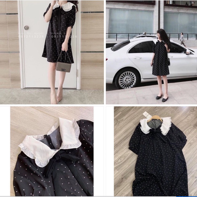 Đầm suông bi cổ tiểu thư