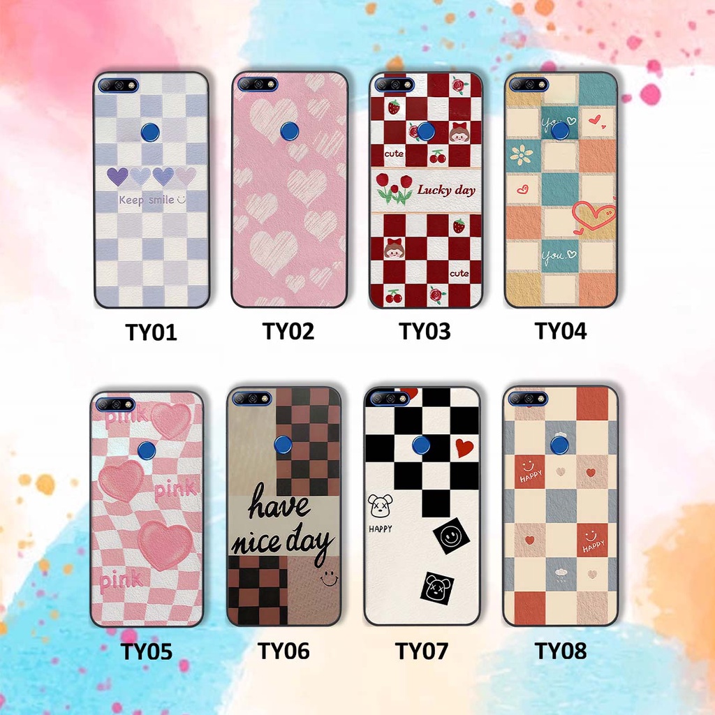 Ốp Huawei Y7 Prime 2018 / Y7 Pro 2018 caro trái tim cá tính, thời trang siêu đẹp, siêu phong cách