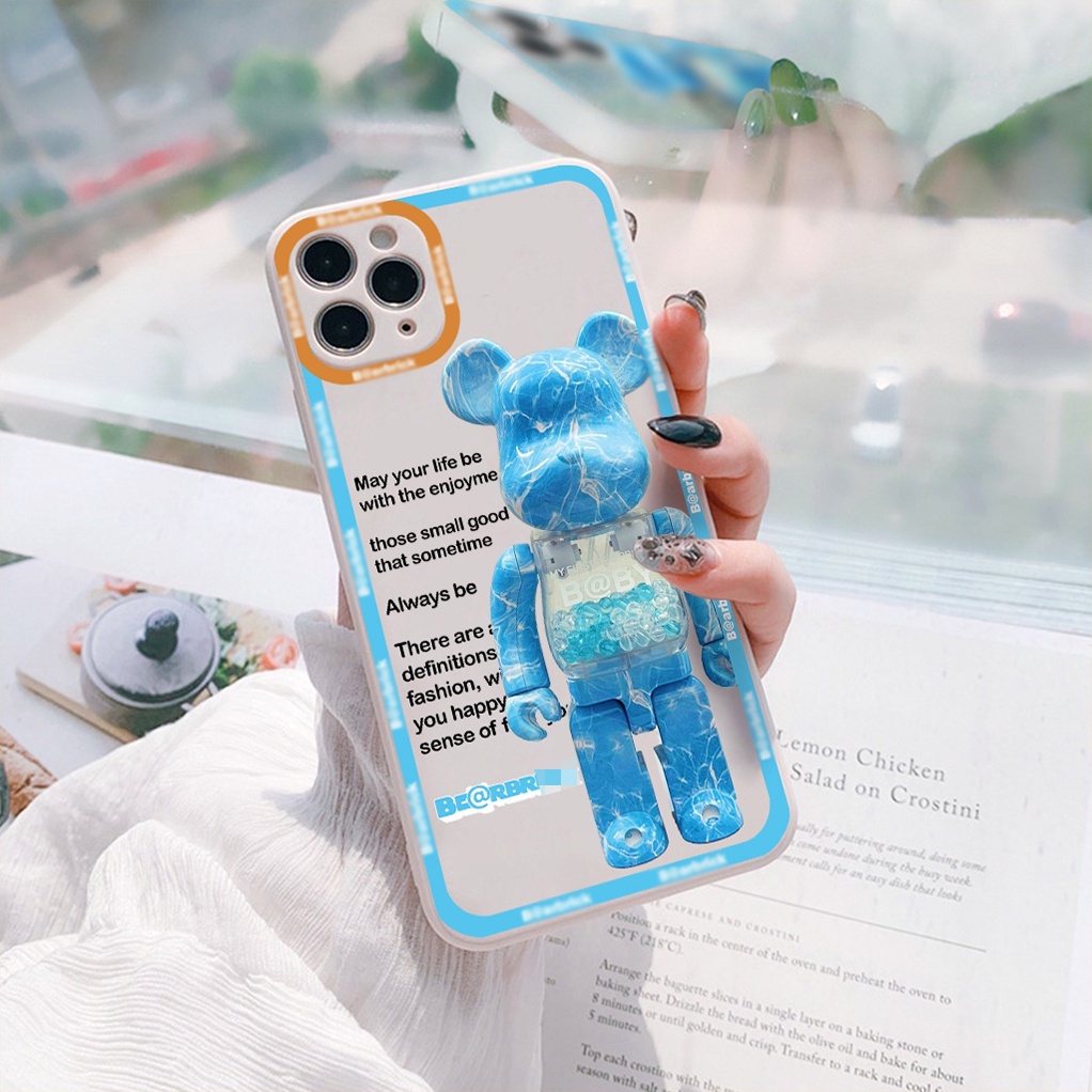 Ốp lưng iphone cạnh vuông viền màu Baby bear.brick dành cho iphone 6 đến 14promax - E103