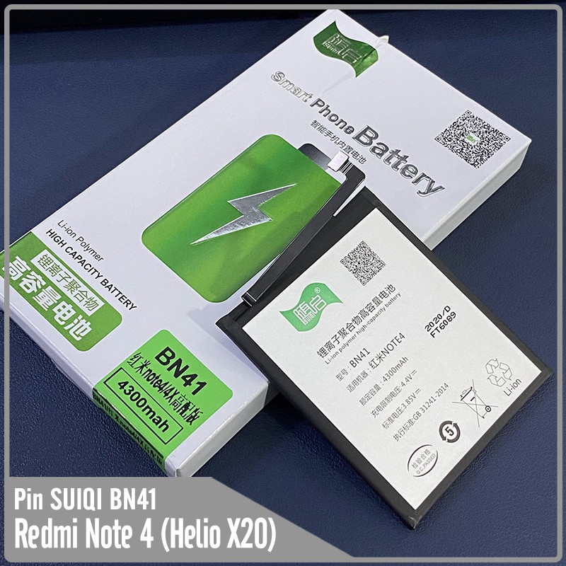 Pin Suiqi Li-ion thay thế cho Xiaomi Redmi Note 4 (Helio X20) BN41 4300mAh