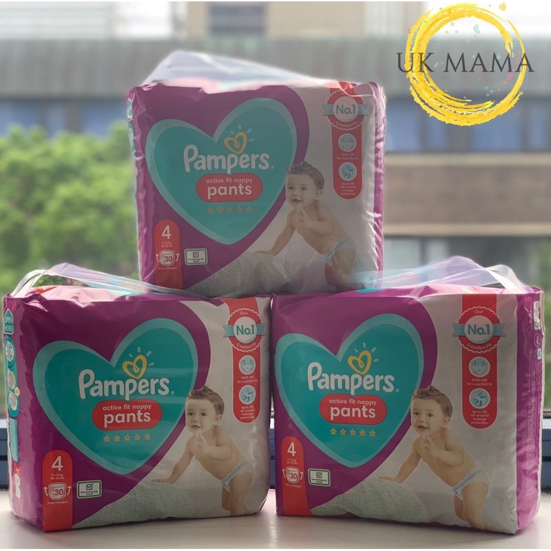 Bỉm quần Pampers UK Active Fit size 4 (30 miếng) - size 5 (27 miếng)