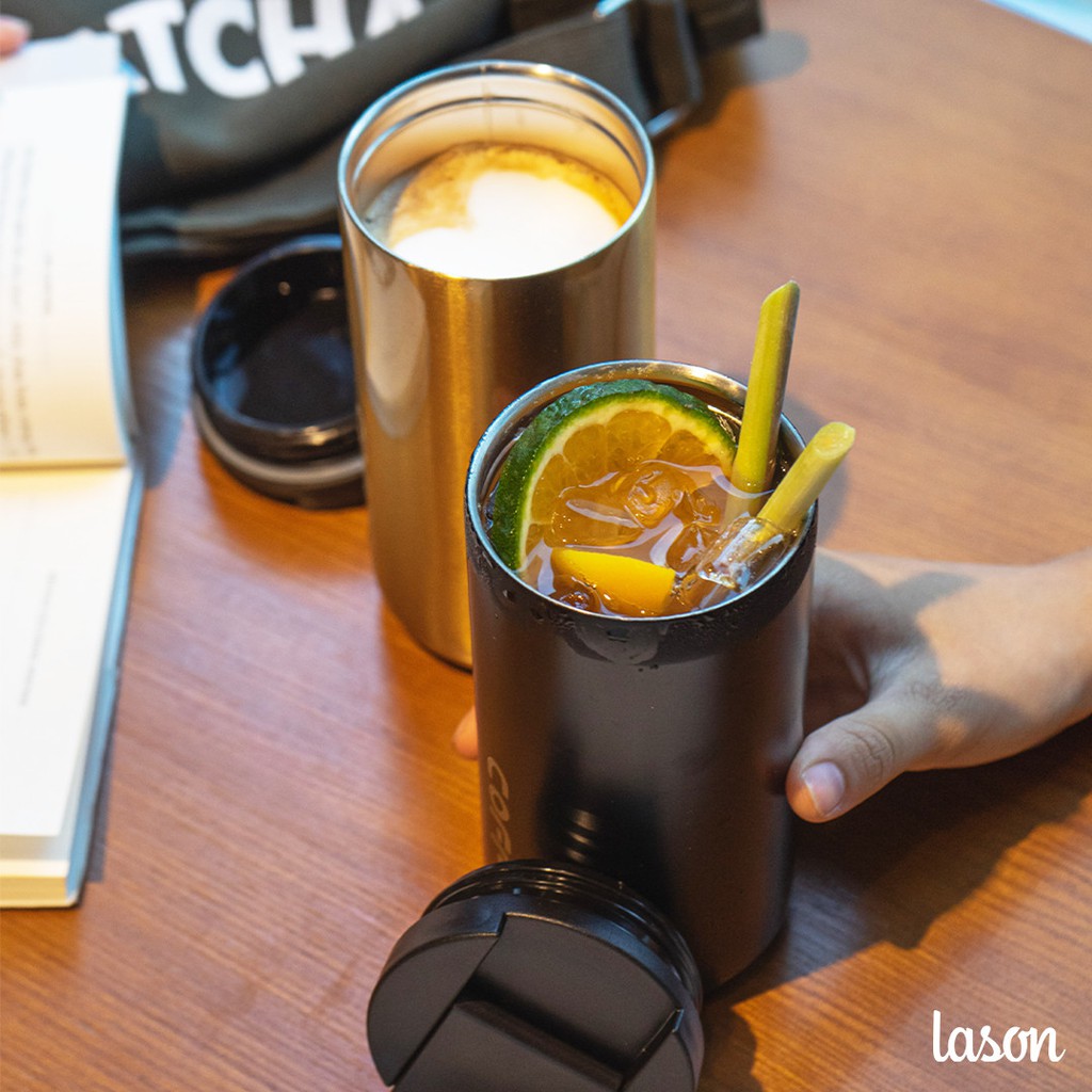 Cốc giữ nhiệt Coffeeholic 02 Lason, inox 304, chống tràn, ly uống cafe, đựng nước, lạnh, nóng 6 - 8 tiếng COC00420