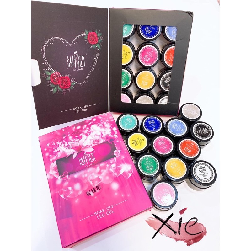 SET GEL VẼ CAO CẤP HU LIAN 12 MÀU / gel vẽ siêu đặc - XIE dụng cụ nối mi&amp;nail